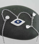 Dark Blue Evil Eye With CZ Simulated Diamonds Necklace | Woot & Hammy